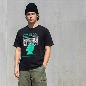 Stussy Graphic Tee Mens Medium Black Monster Boombox James Jarvis Y2K